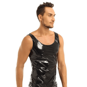 Men's Black Tank Top / Erotic Sleeveless Shirt / Wetlook Clubwear / Male Sexy Outfits - EVE's SECRETS